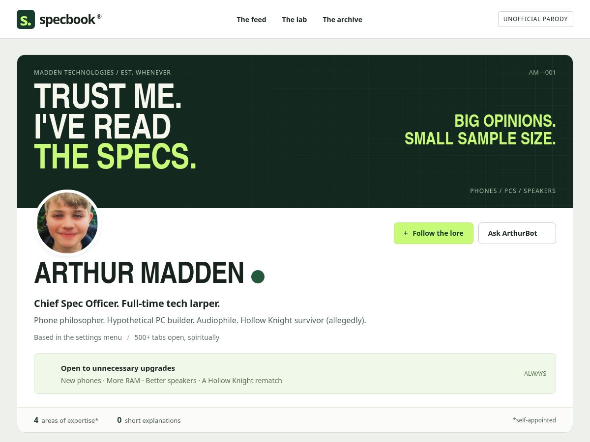Landing-page snapshot of arthurmadden.tech