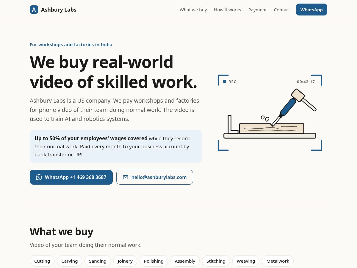Landing-page snapshot of ashburylabs.com