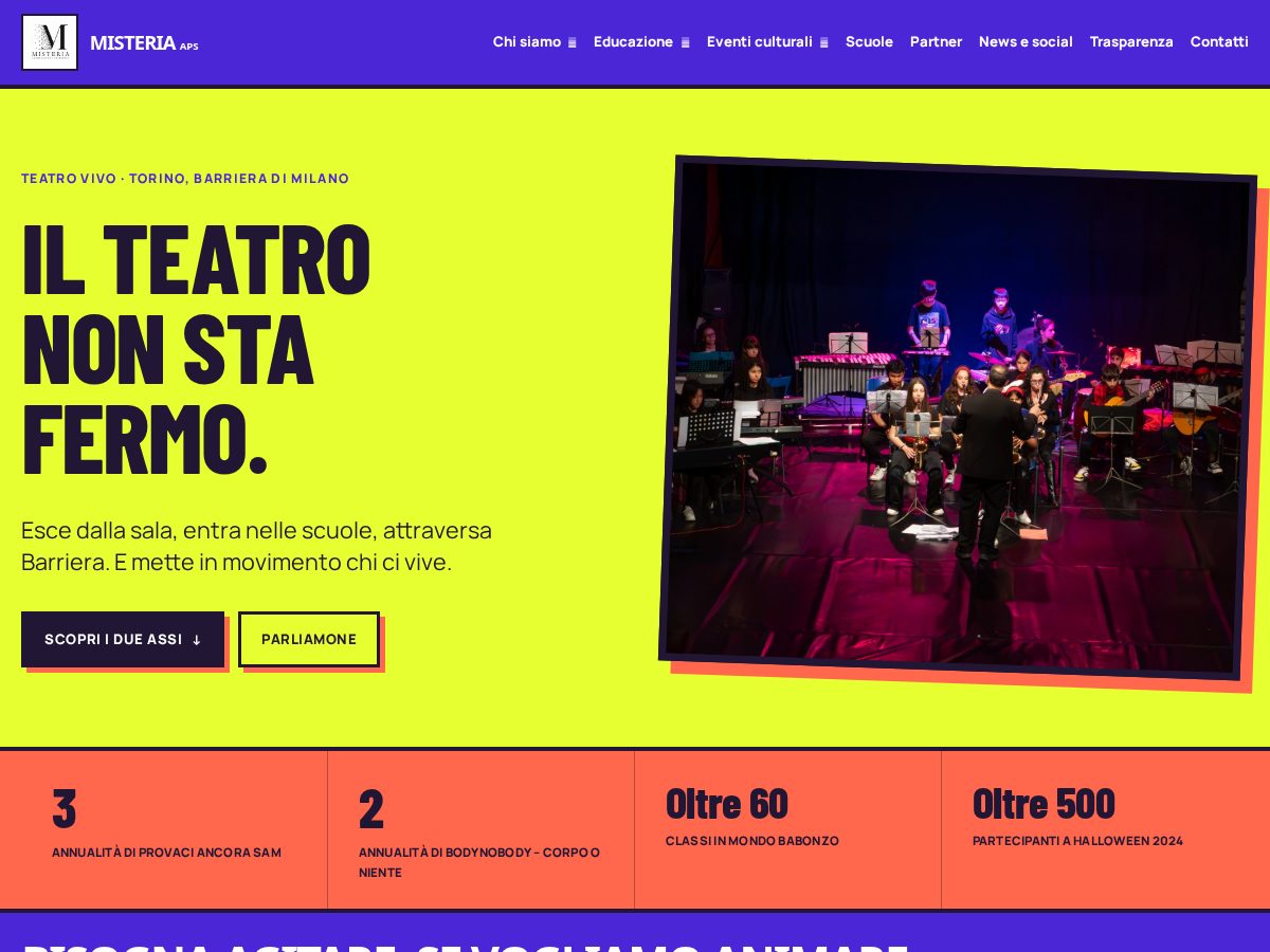 Landing-page snapshot of associazionemisteria.com