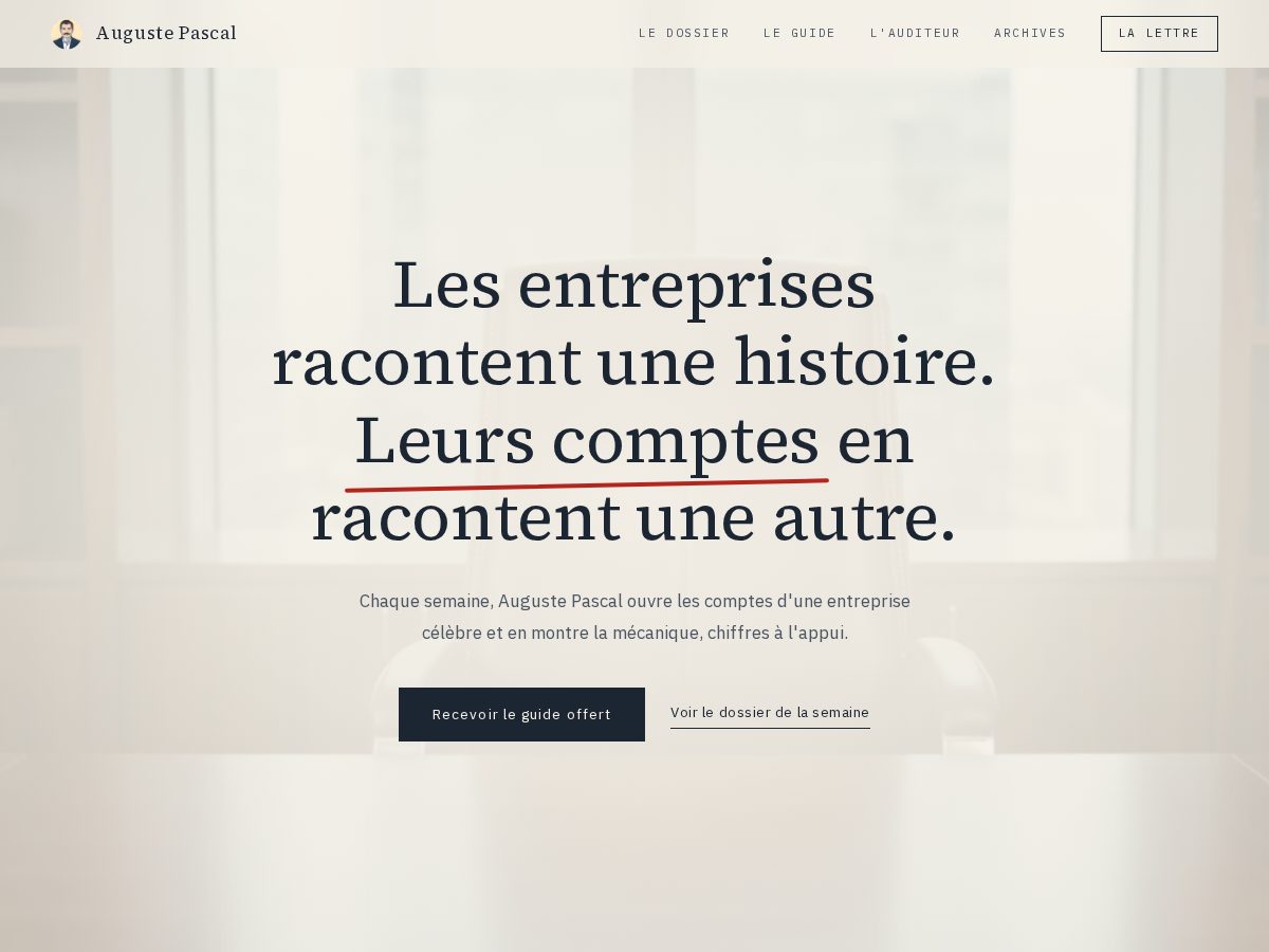 Landing-page snapshot of augustepascal.com