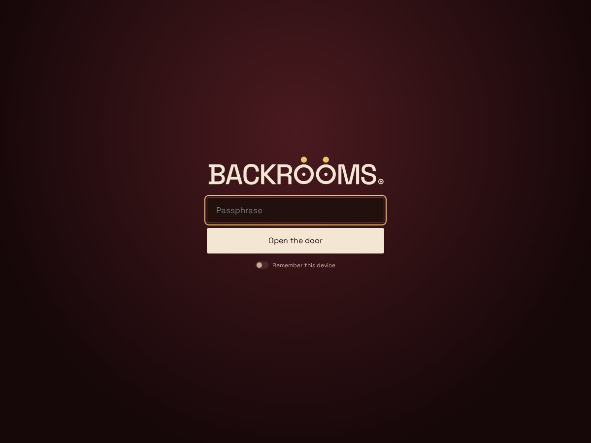 Landing-page snapshot of backrooms.group