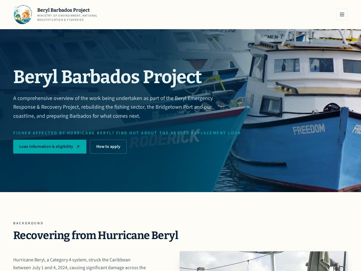 Landing-page snapshot of berylbarbados.com