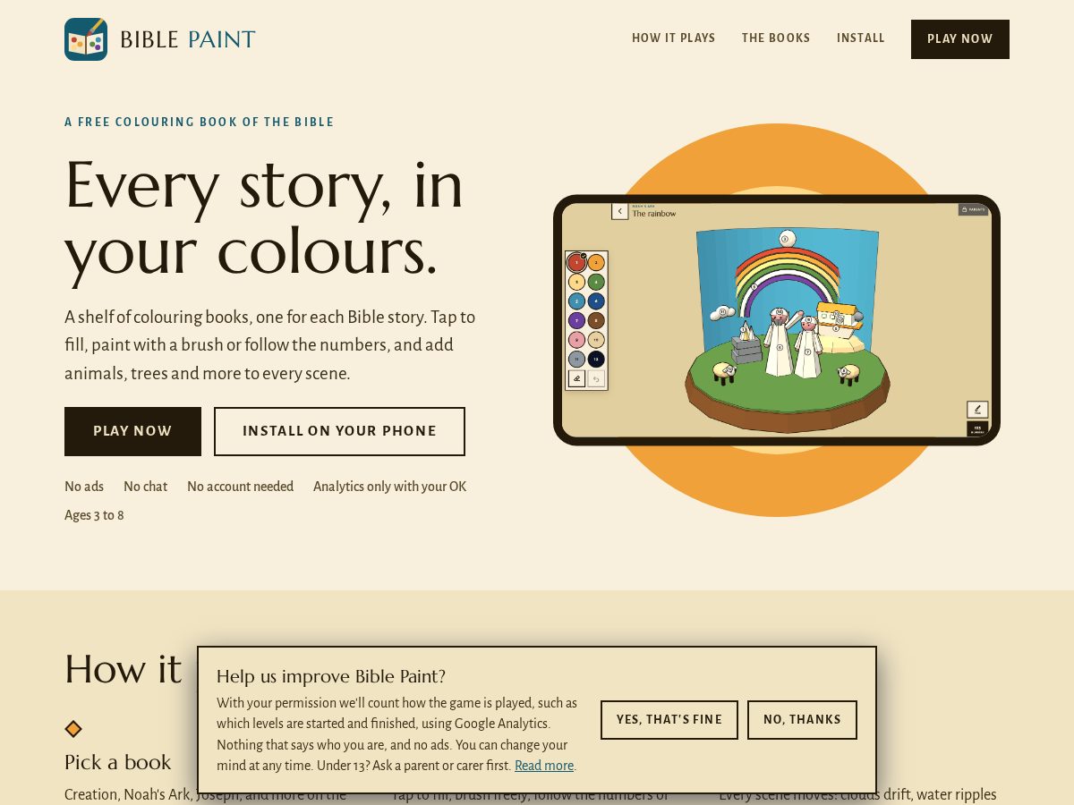 Landing-page snapshot of biblepaint.app
