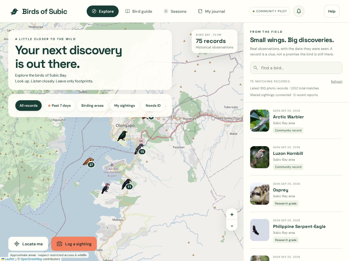 Landing-page snapshot of birdsofsubic.com