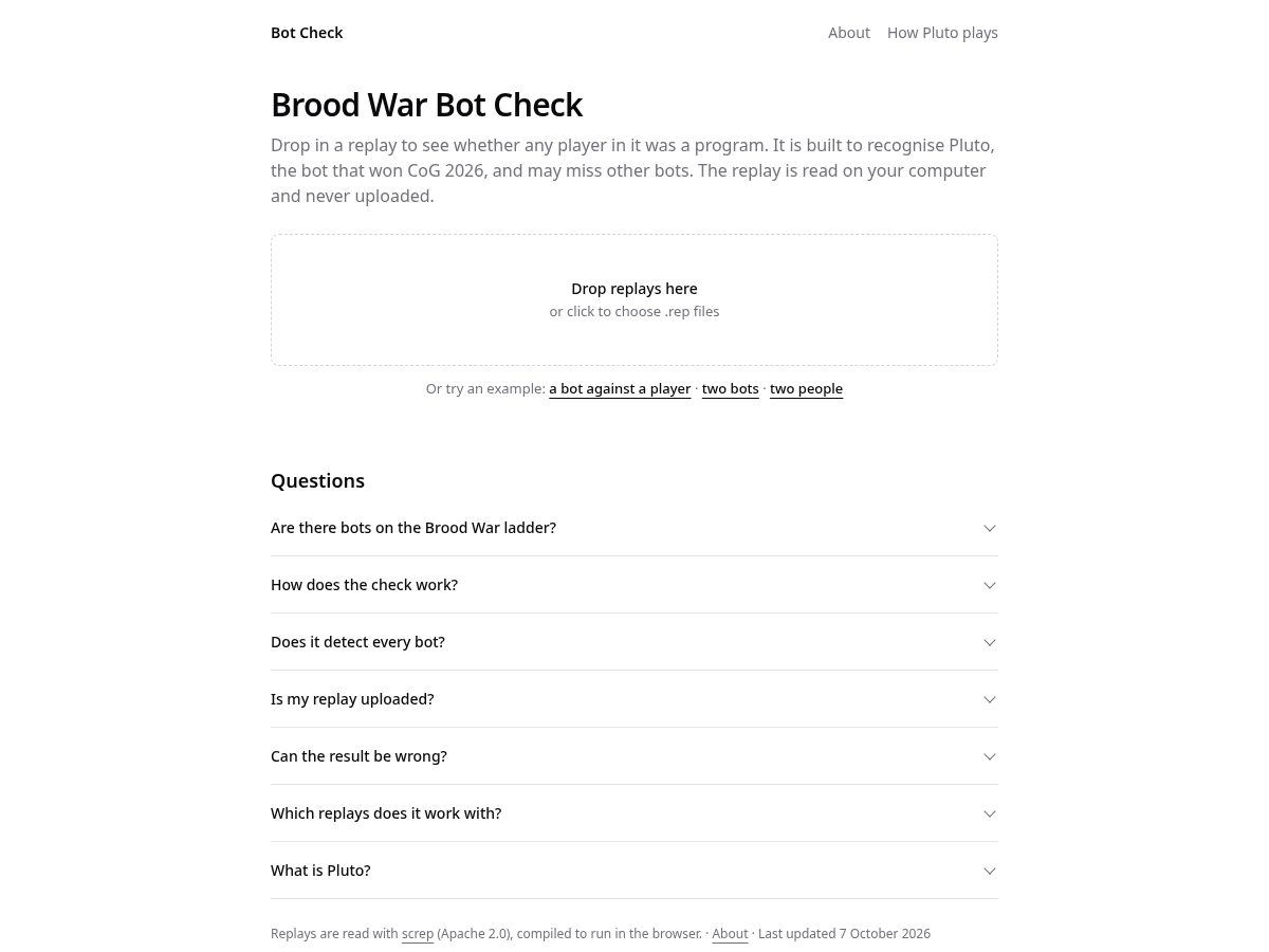 Landing-page snapshot of botcheck.fyi