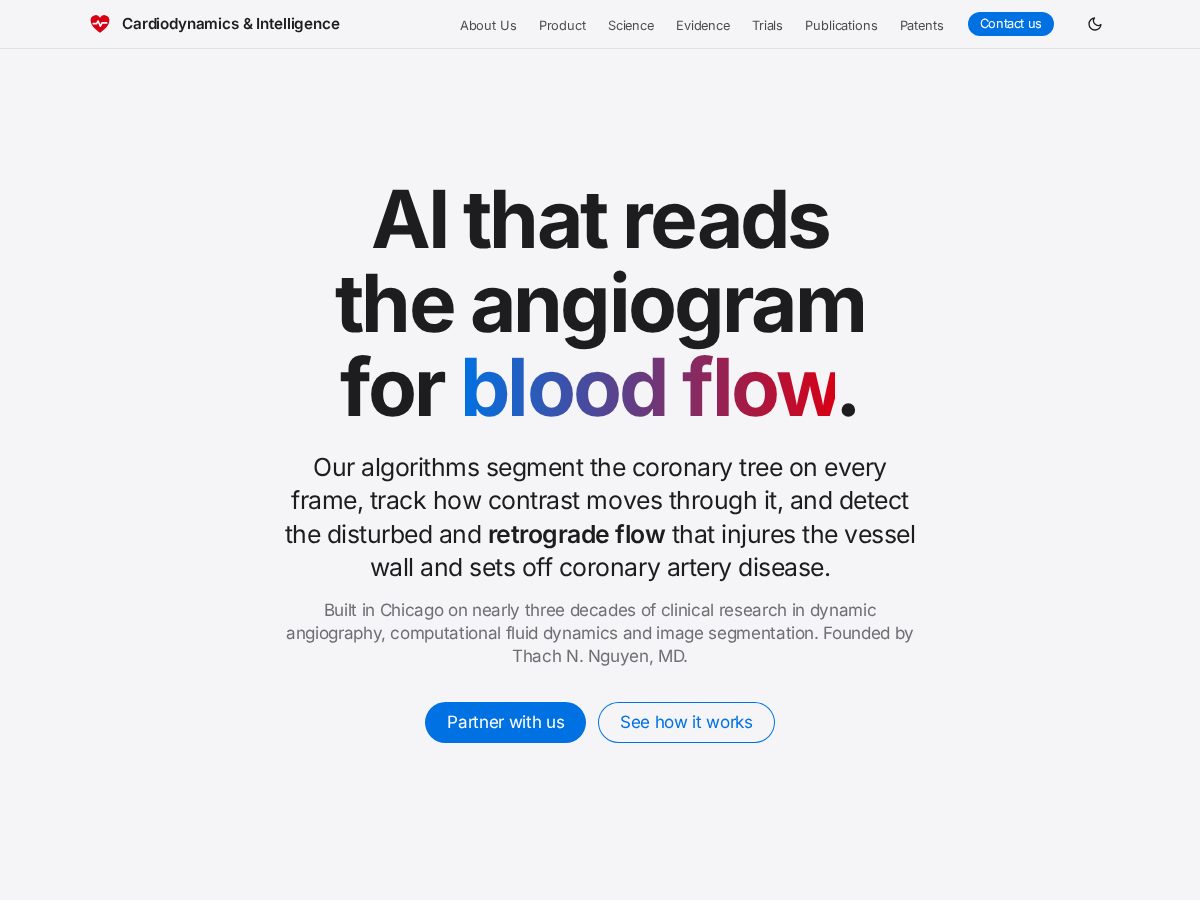 Landing-page snapshot of cardiodynamicsintelligence.com