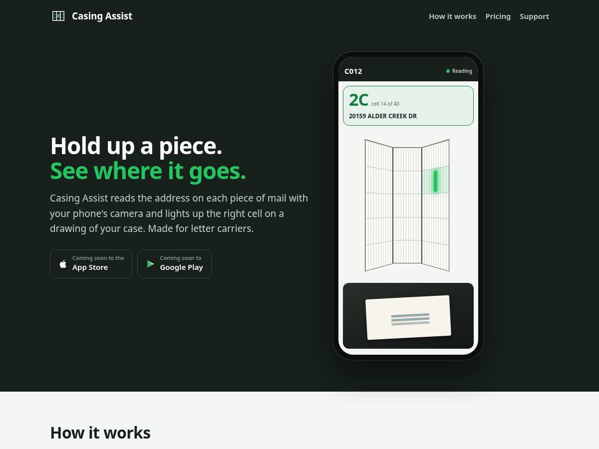 Landing-page snapshot of casingassist.com