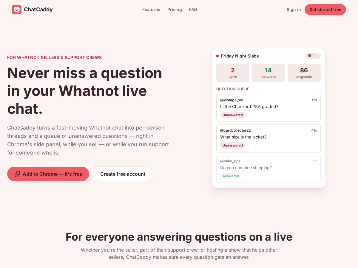 Landing-page snapshot of chatcaddy.app