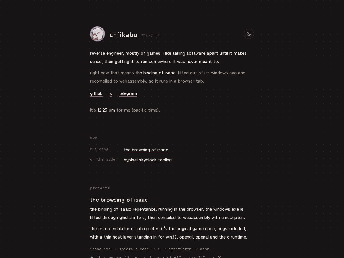 Landing-page snapshot of chiikabu.moe