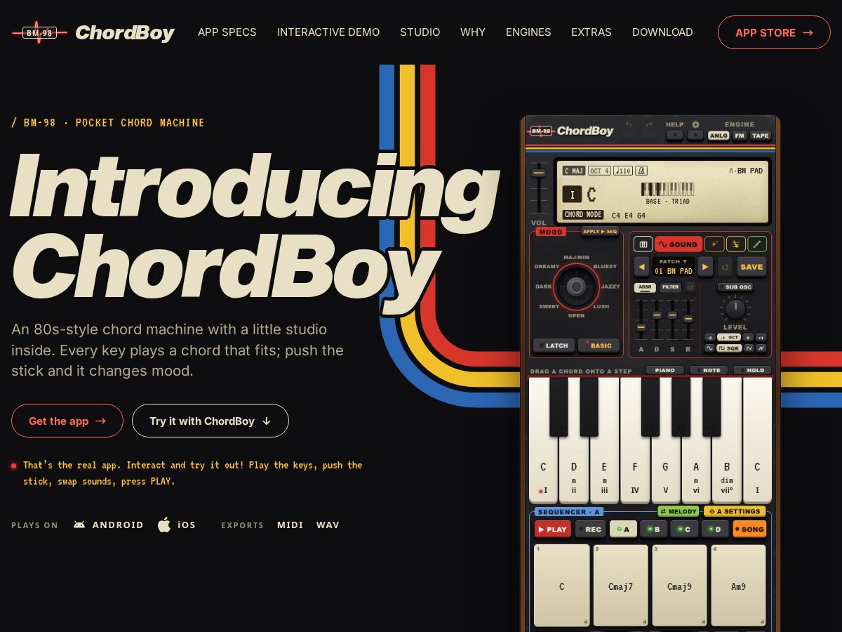 Landing-page snapshot of chordboy.app