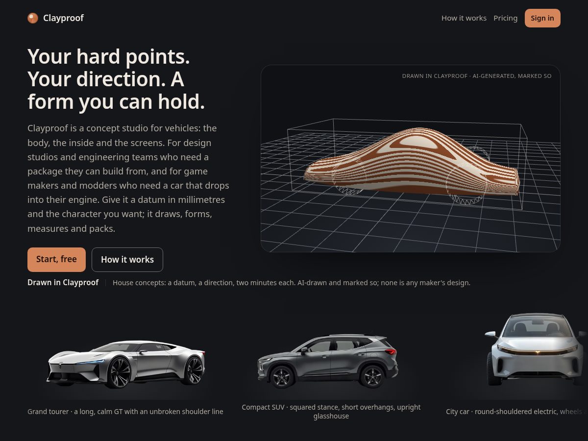 Landing-page snapshot of clayproof.com