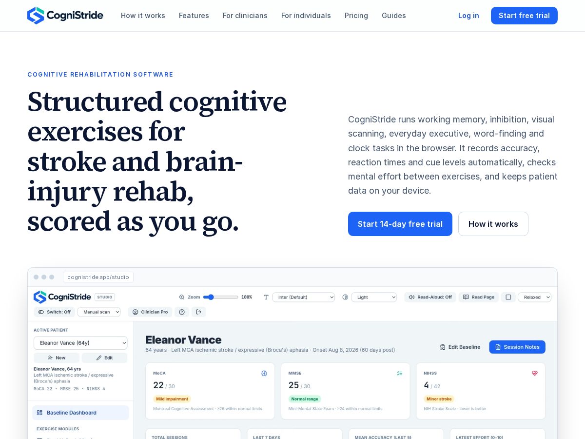 Landing-page snapshot of cognistride.app