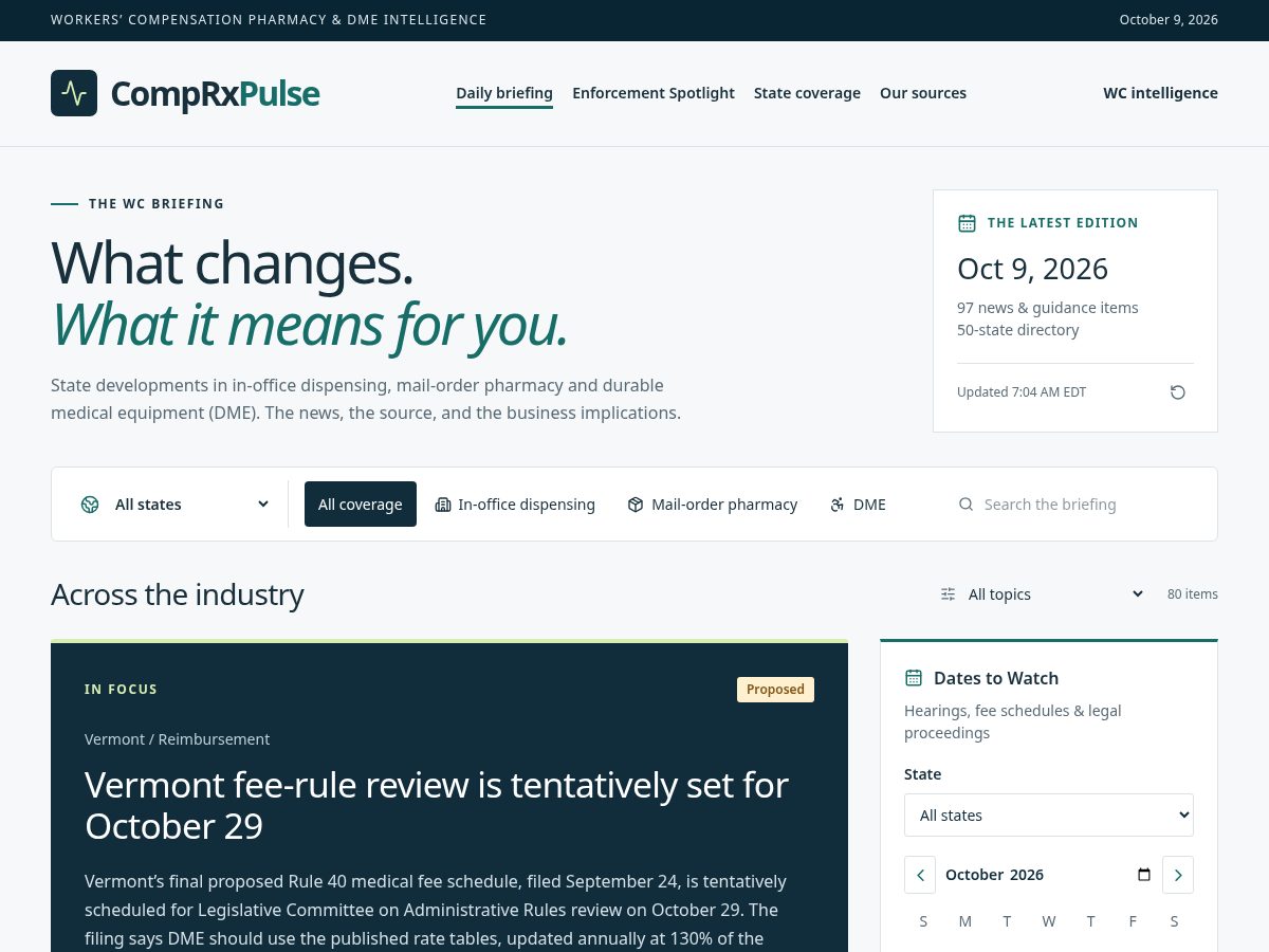 Landing-page snapshot of comprxpulse.com