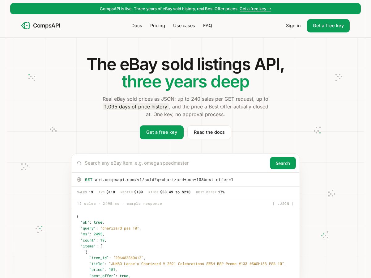 Landing-page snapshot of compsapi.com