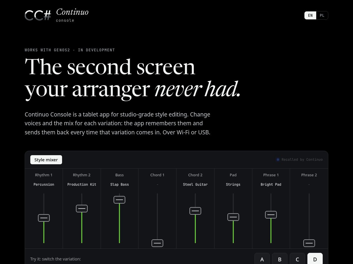 Landing-page snapshot of continuoconsole.com