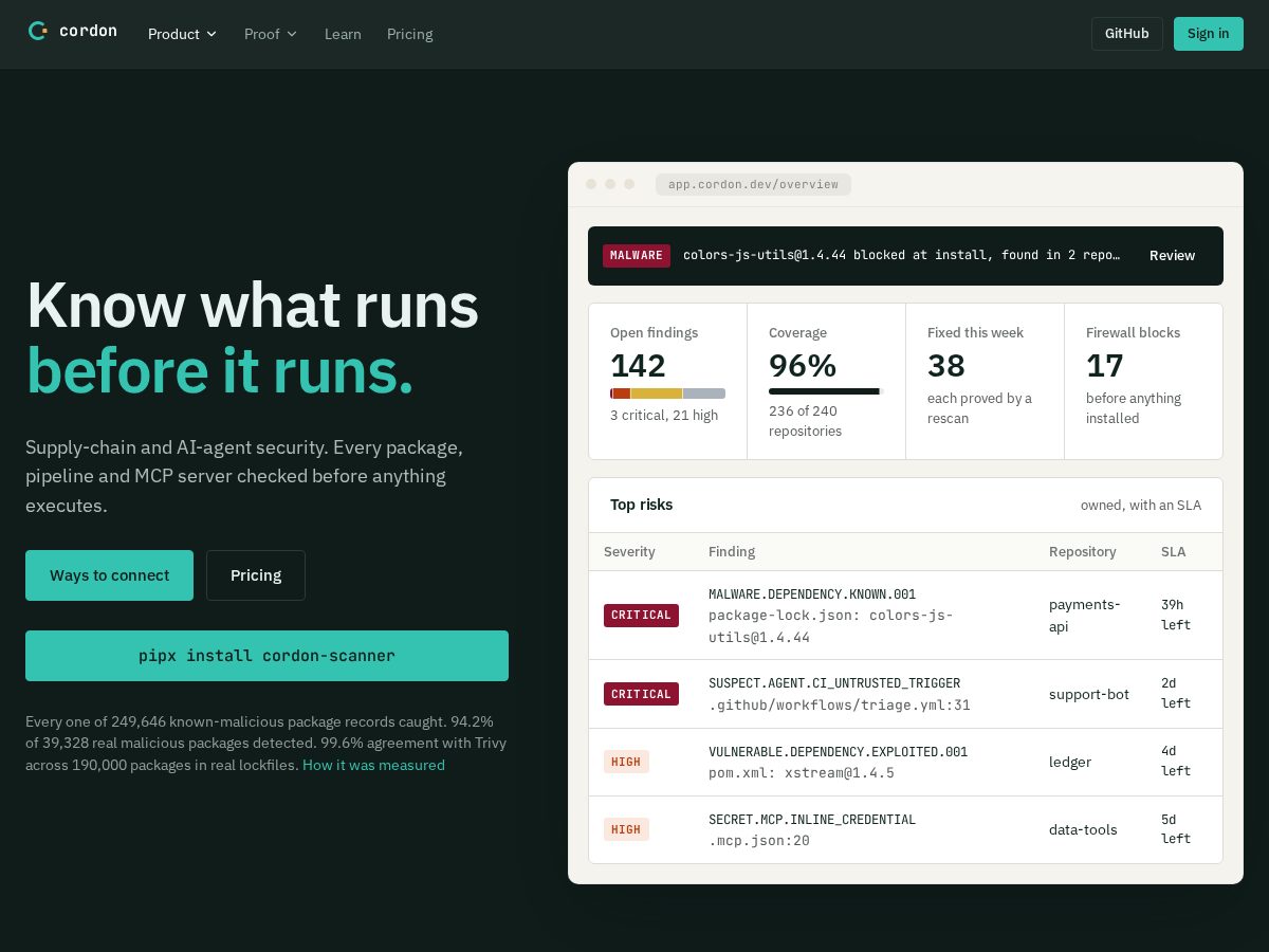 Landing-page snapshot of cordonscan.com