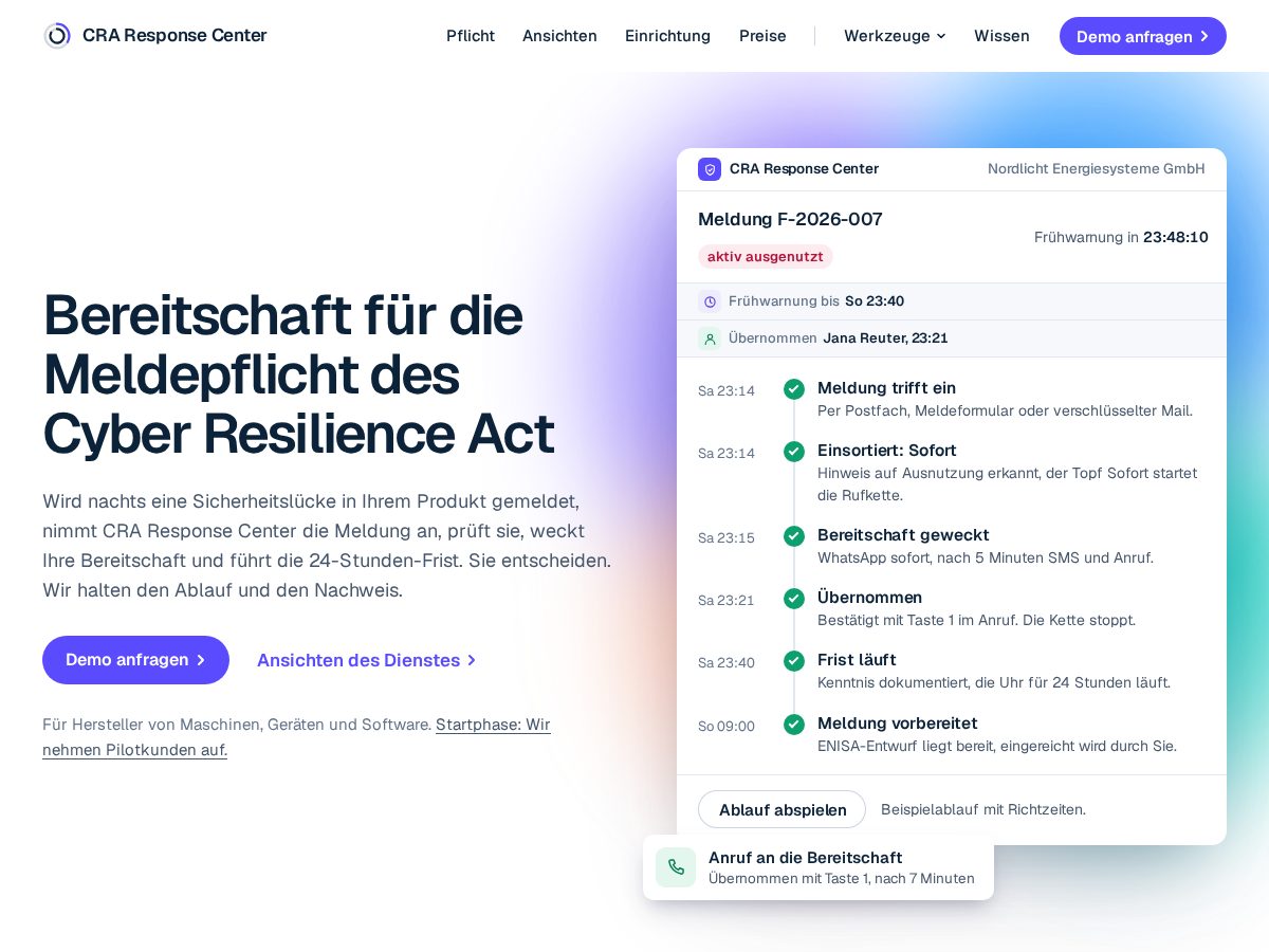 Landing-page snapshot of cra-response-center.com