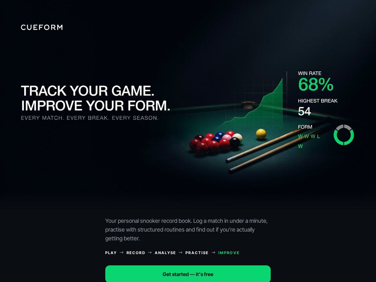 Landing-page snapshot of cueformapp.com