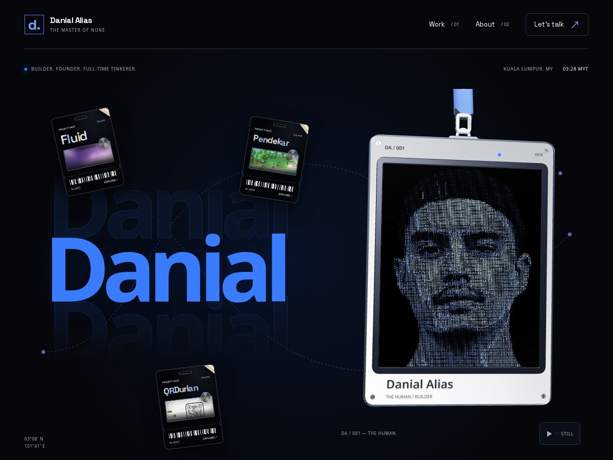 Landing-page snapshot of danialalias.com