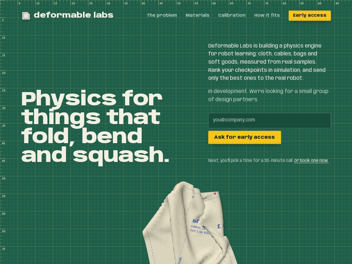 Landing-page snapshot of deformablelabs.com
