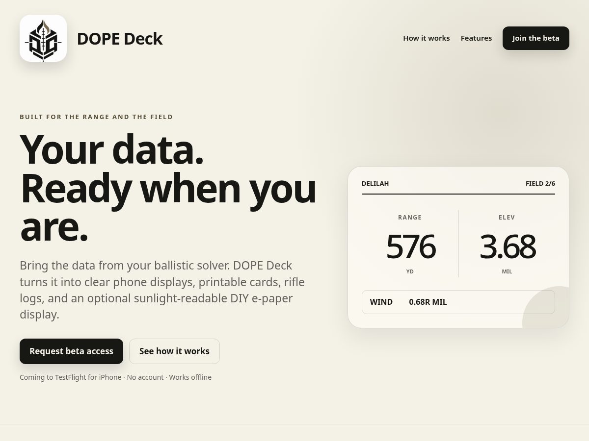 Landing-page snapshot of dopedeckapp.com