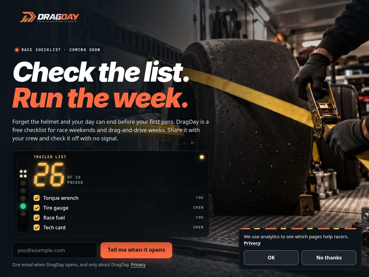 Landing-page snapshot of dragday.app