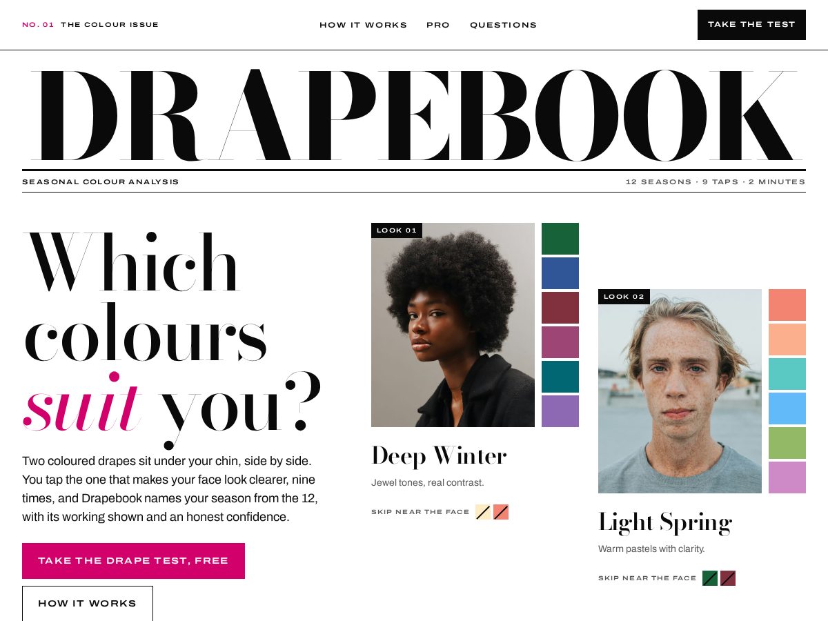 Landing-page snapshot of drapebook.com