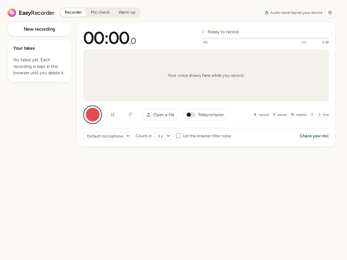Landing-page snapshot of easyrecorder.app