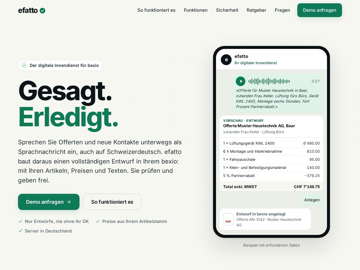 Landing-page snapshot of efatto.com