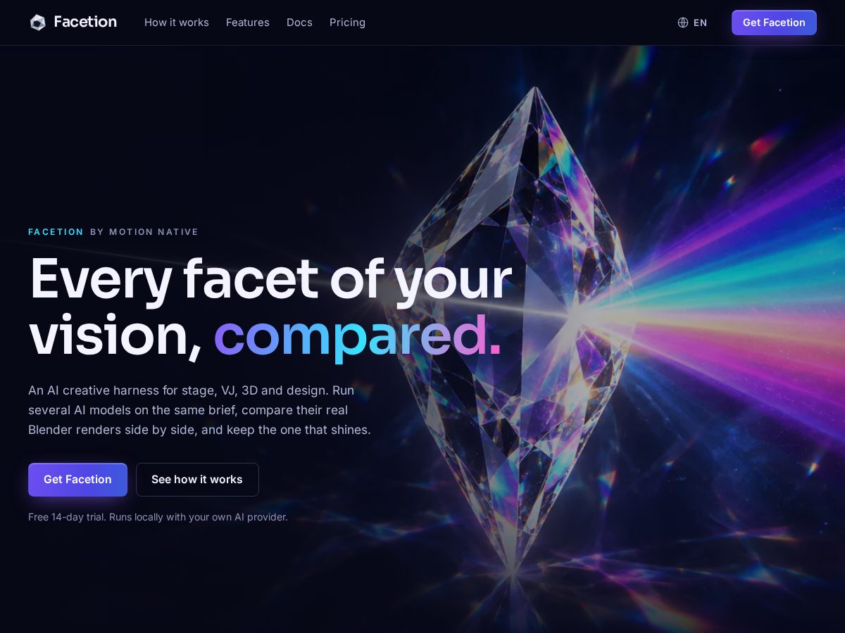 Landing-page snapshot of facetion.art