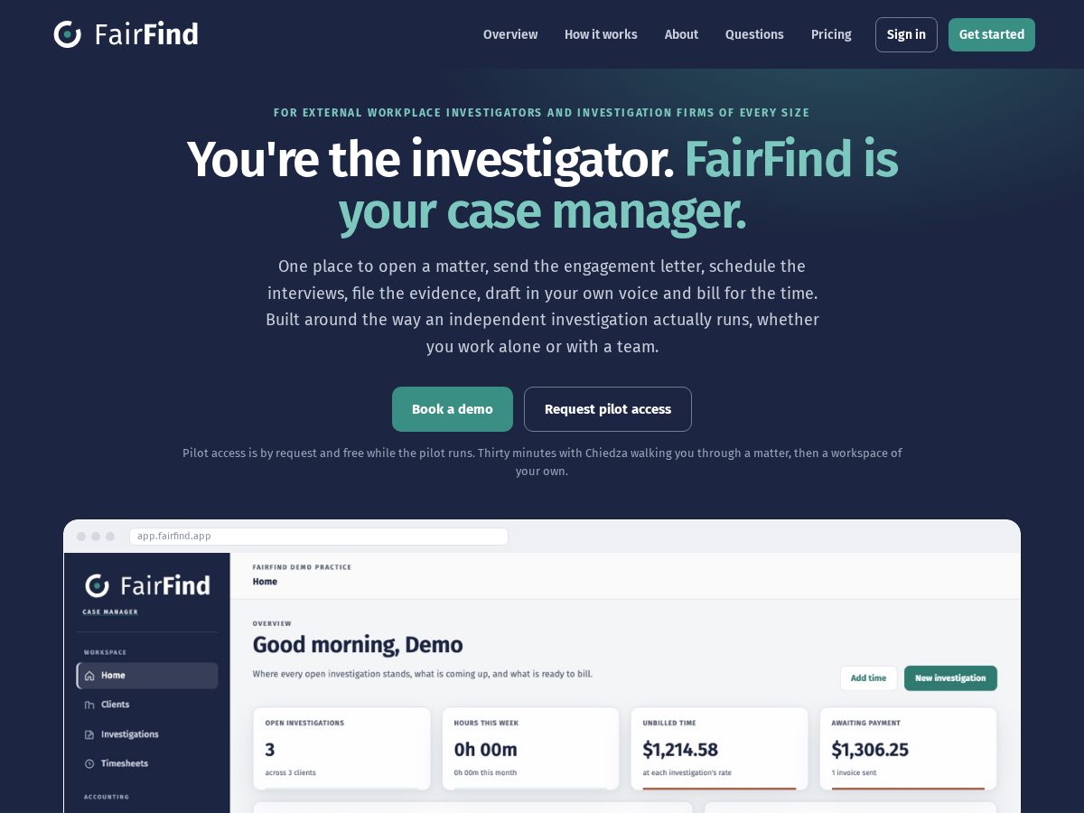Landing-page snapshot of fairfind.app
