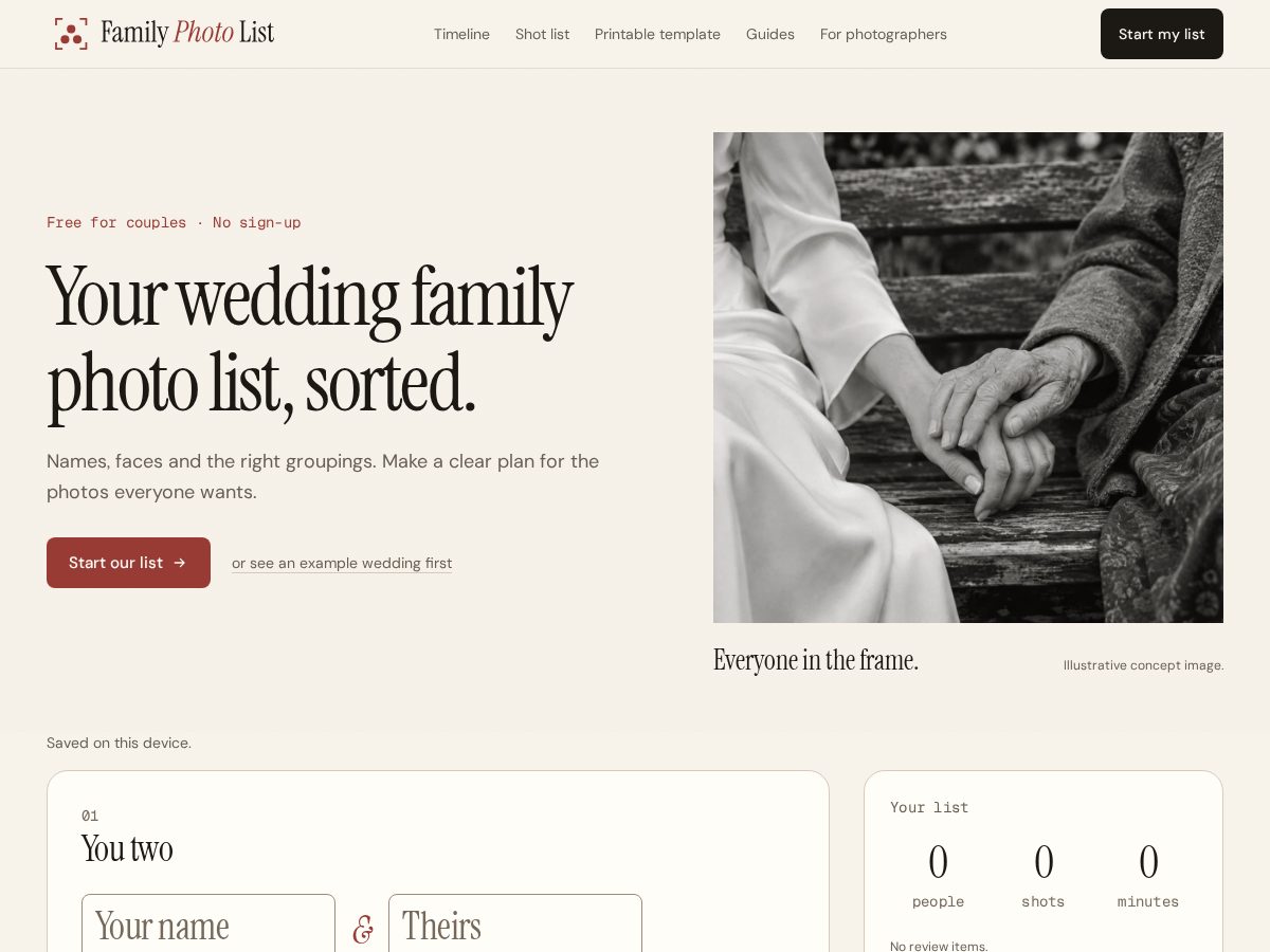Landing-page snapshot of familyphotolist.com