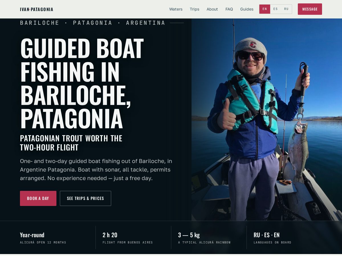 Landing-page snapshot of fishing-bariloche.com