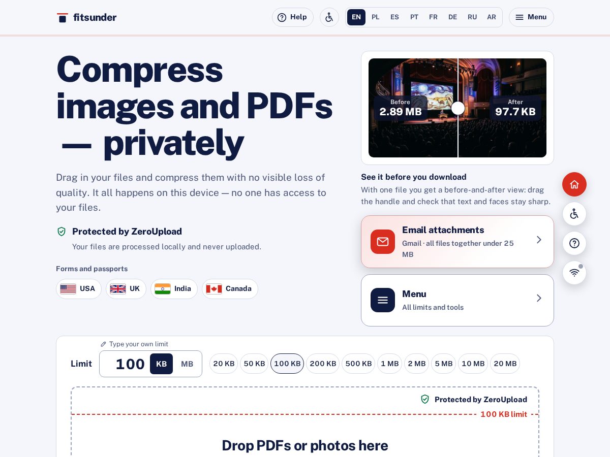 Landing-page snapshot of fitsunder.com