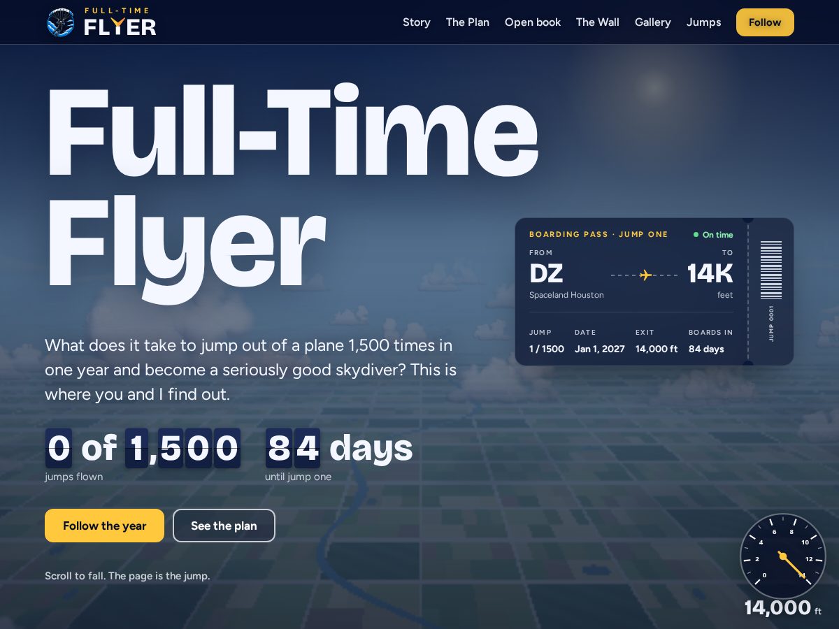 Landing-page snapshot of fulltimeflyer.com