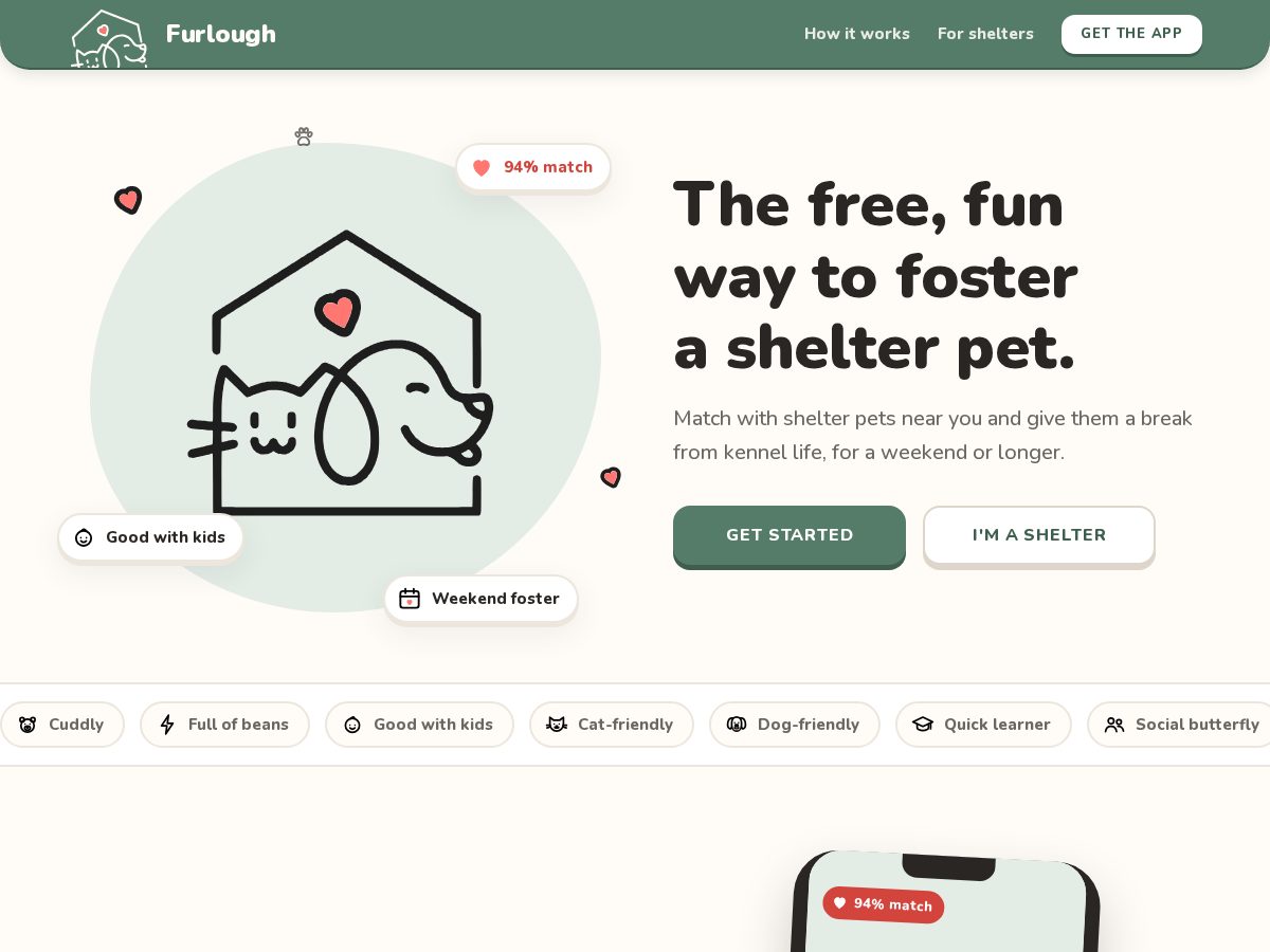 Landing-page snapshot of furlough.pet