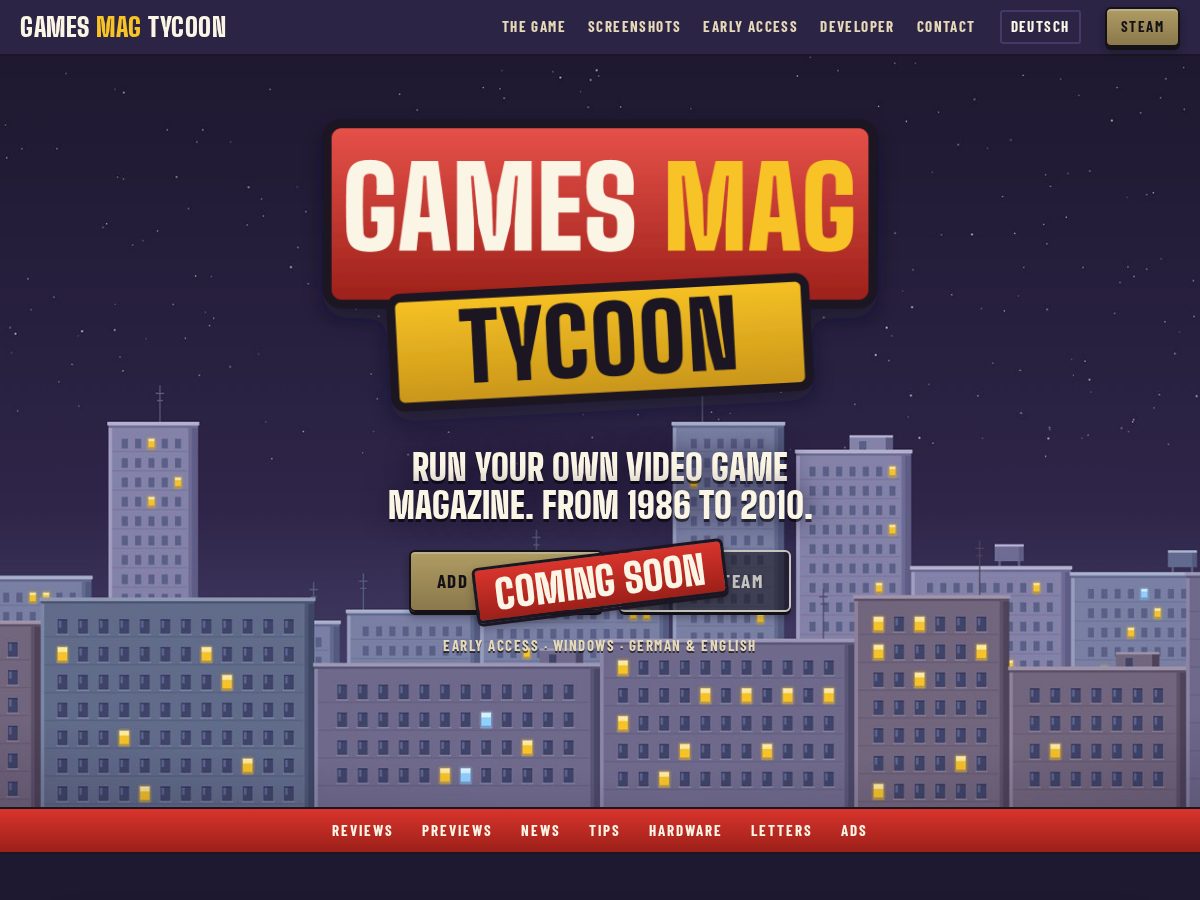 Landing-page snapshot of gamesmagtycoon.com
