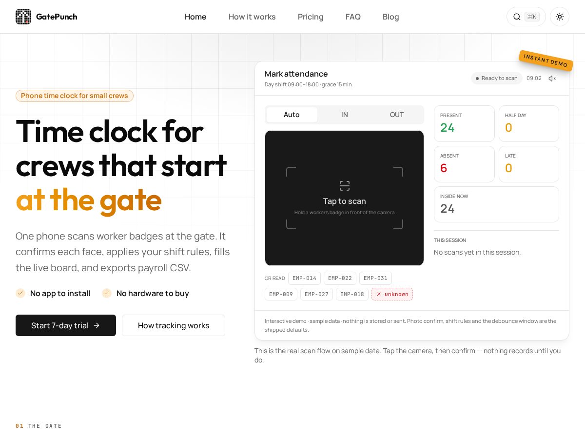 Landing-page snapshot of gatepunch.com