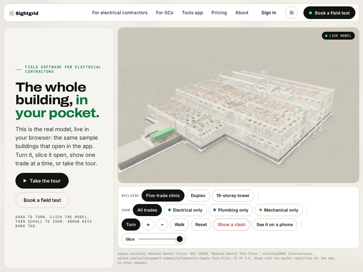 Landing-page snapshot of getsightgrid.com