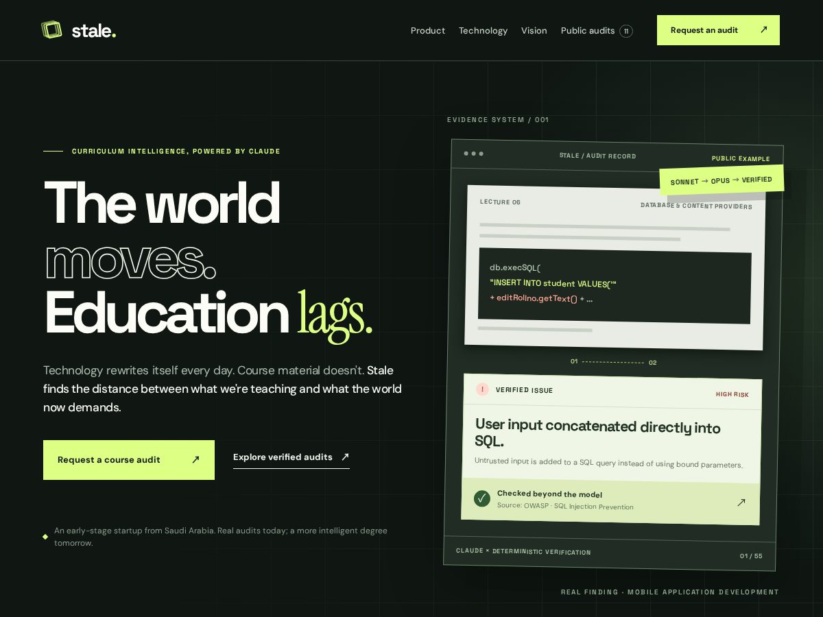 Landing-page snapshot of getstale.dev