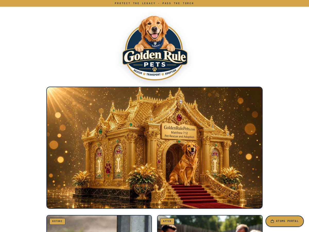 Landing-page snapshot of goldenrulepets.com