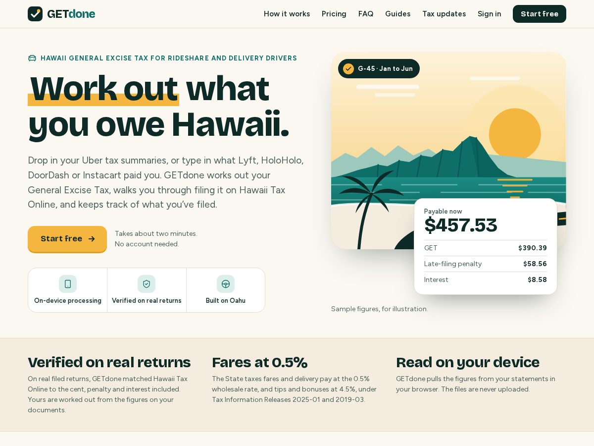 Landing-page snapshot of higetdone.com