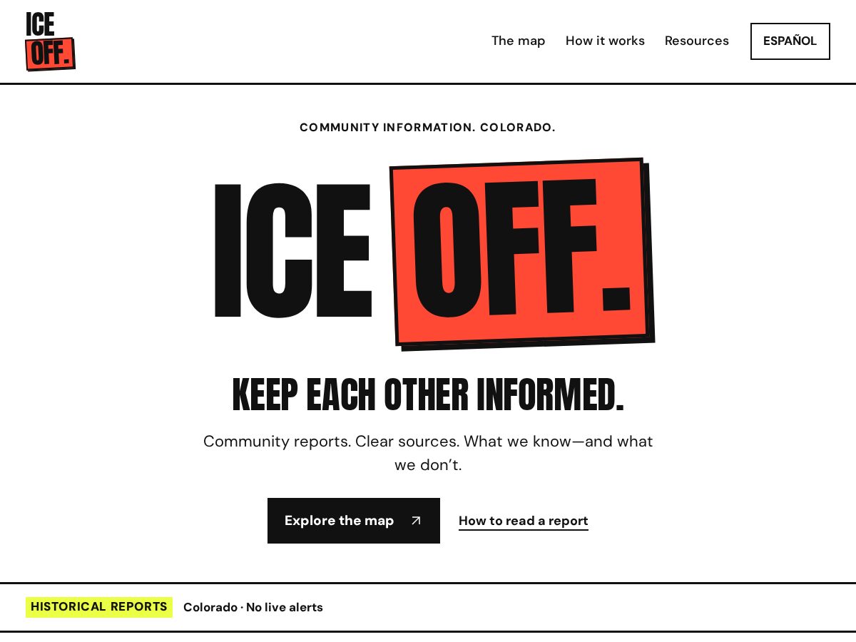Landing-page snapshot of iceoffnow.com