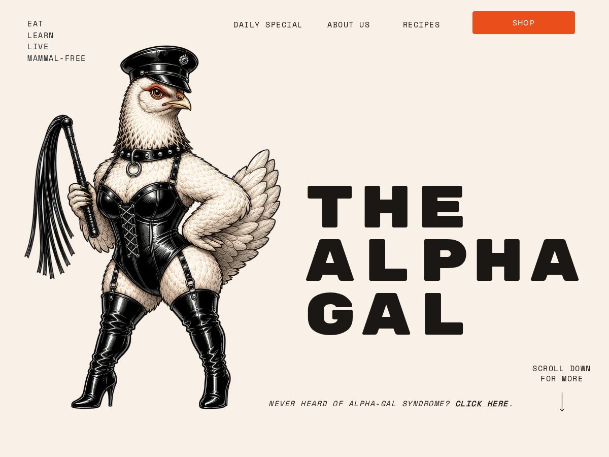 Landing-page snapshot of imthealphagal.com