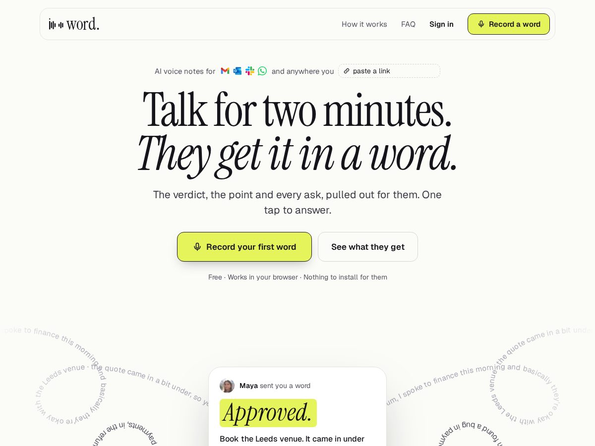 Landing-page snapshot of inaword.app