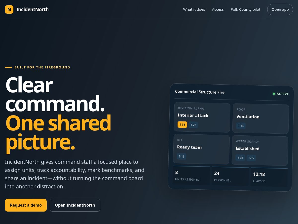 Landing-page snapshot of incidentnorth.com