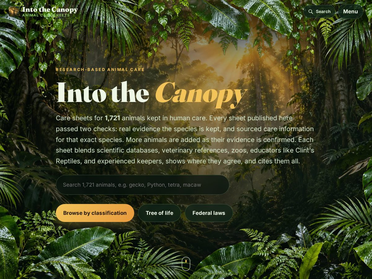 Landing-page snapshot of intothecanopy.com