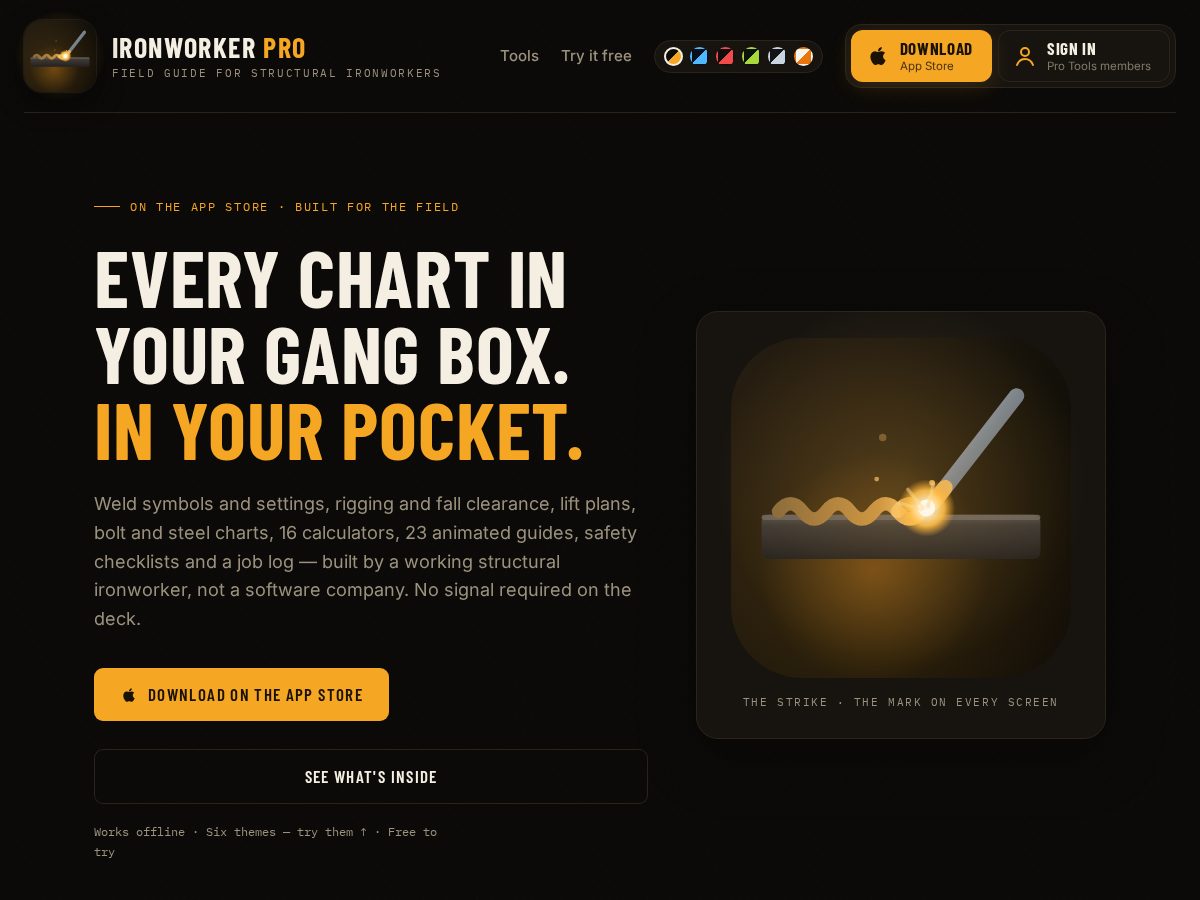 Landing-page snapshot of ironworkerpro.com