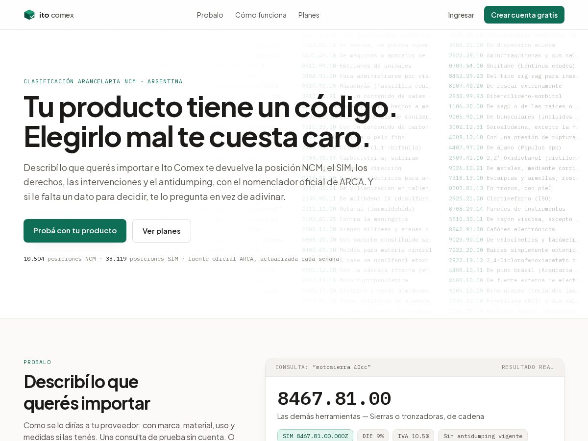 Landing-page snapshot of itocomex.com