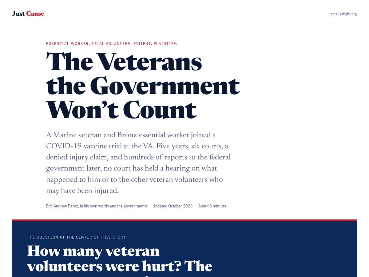 Landing-page snapshot of justcausefight.com